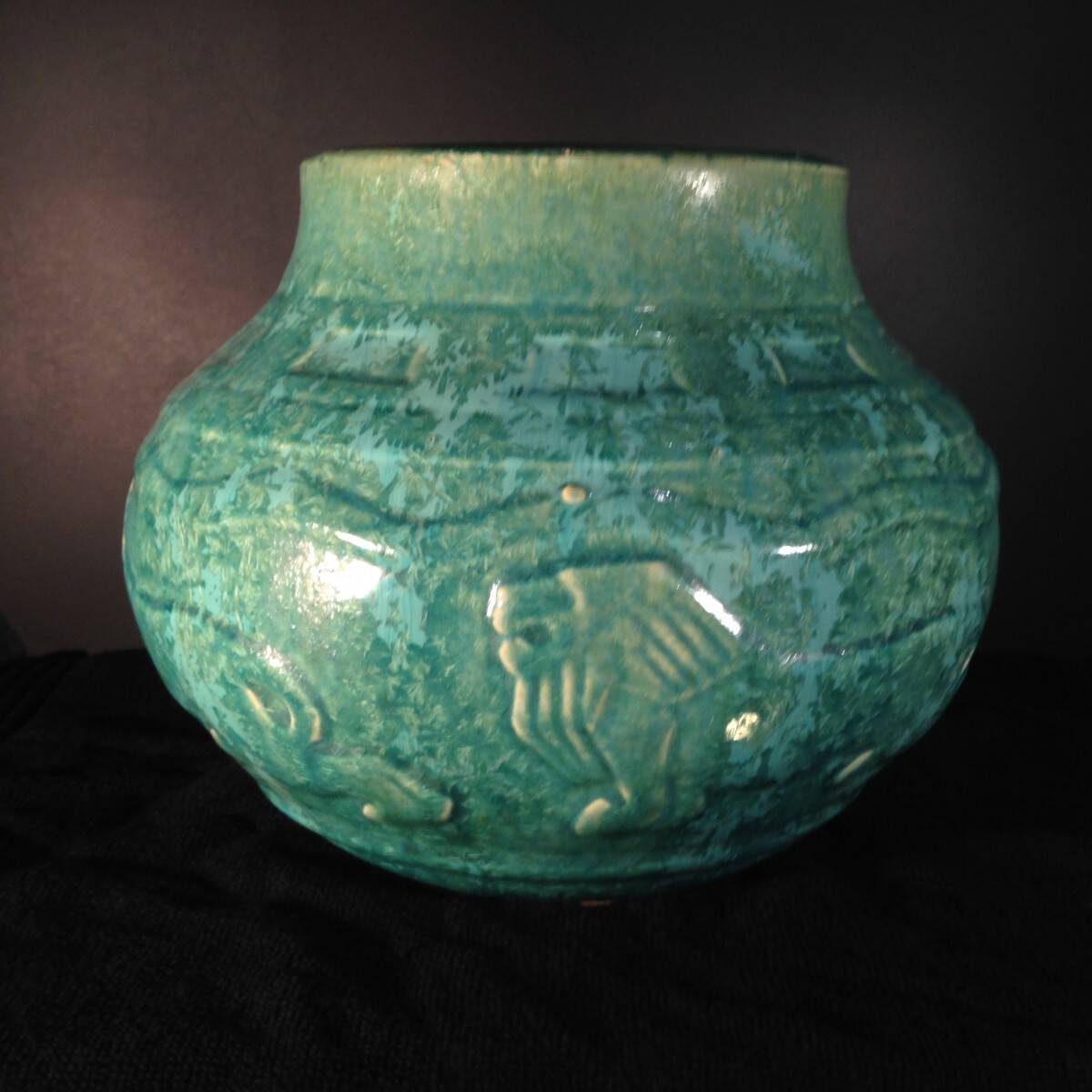 Lion vase, art deco, Bouffioulx stoneware, Roger Guérin, circa 1930