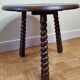 Round wooden coffee table turned Breton style, 50 cm