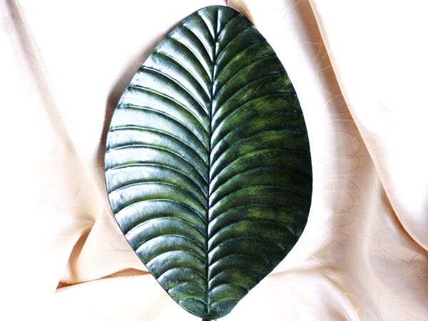 Lampe feuille, lampe d'ambiance, lampe feuille métal, lampe à poser vintage