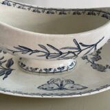 Sauce boat in blue iron earth Sarreguemines model Carmen