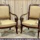 Pair of Restoration armchairs in mahogany from the end of the 19th century (fabric defects)