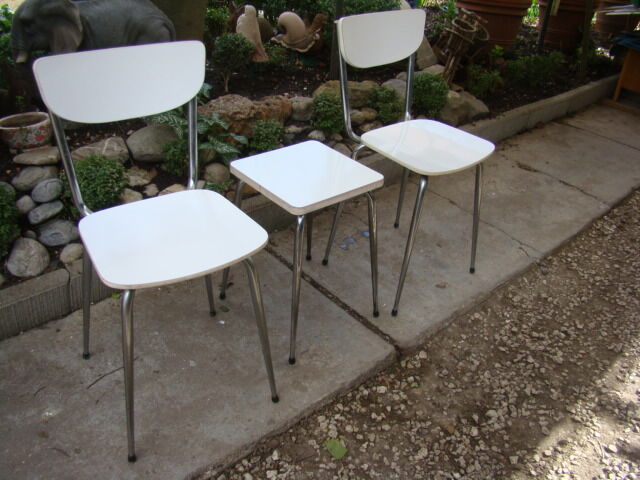 Lot of two formica chairs and a stool.vintage 60