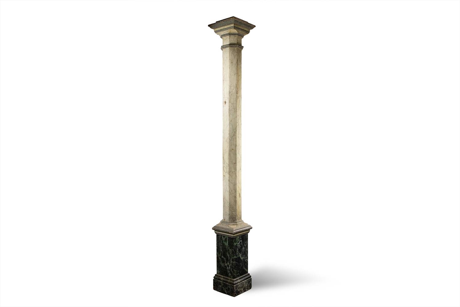 Pair of wooden columns painted to imitate marble. 1880s.