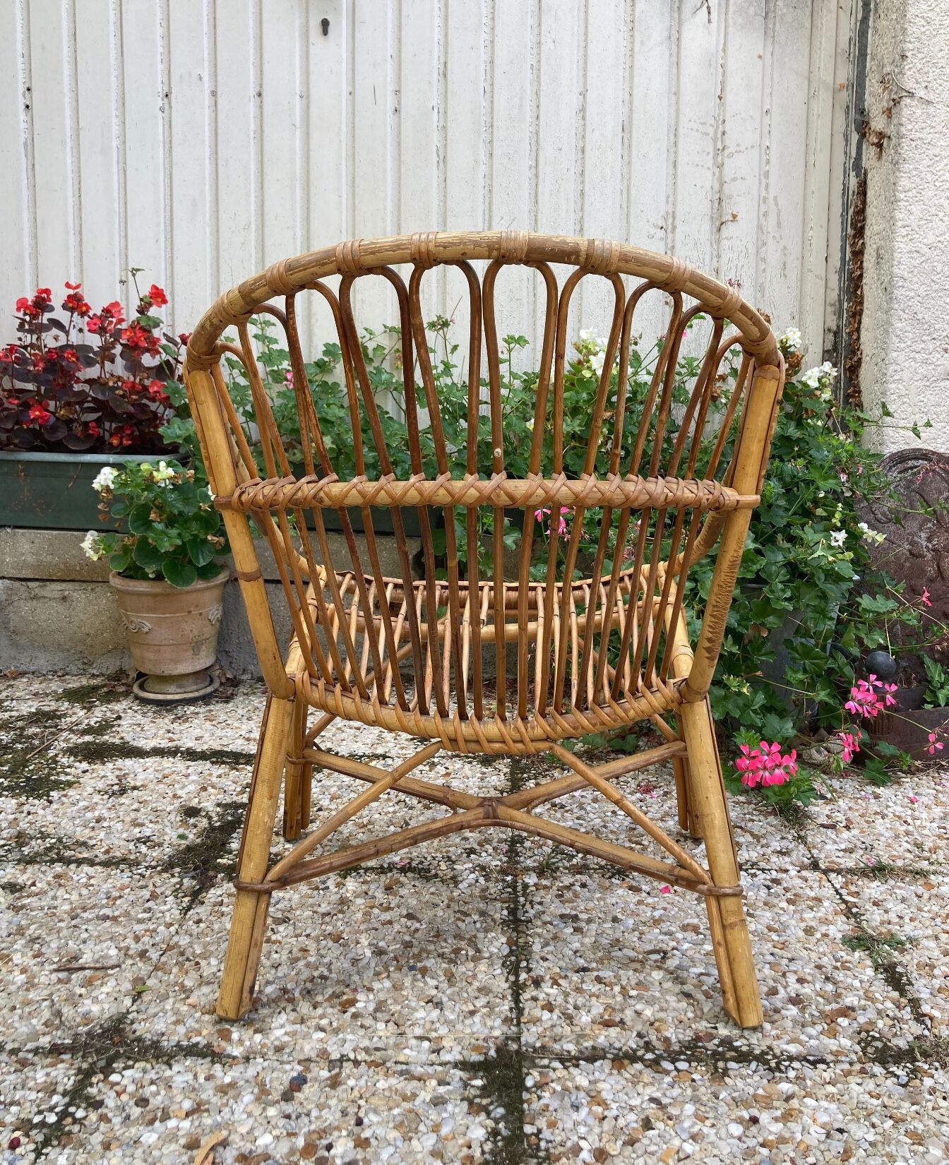Fauteuil en rotin vintage