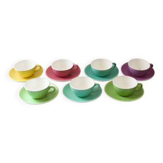 Set of 7 cups and under cups Digoin 50s