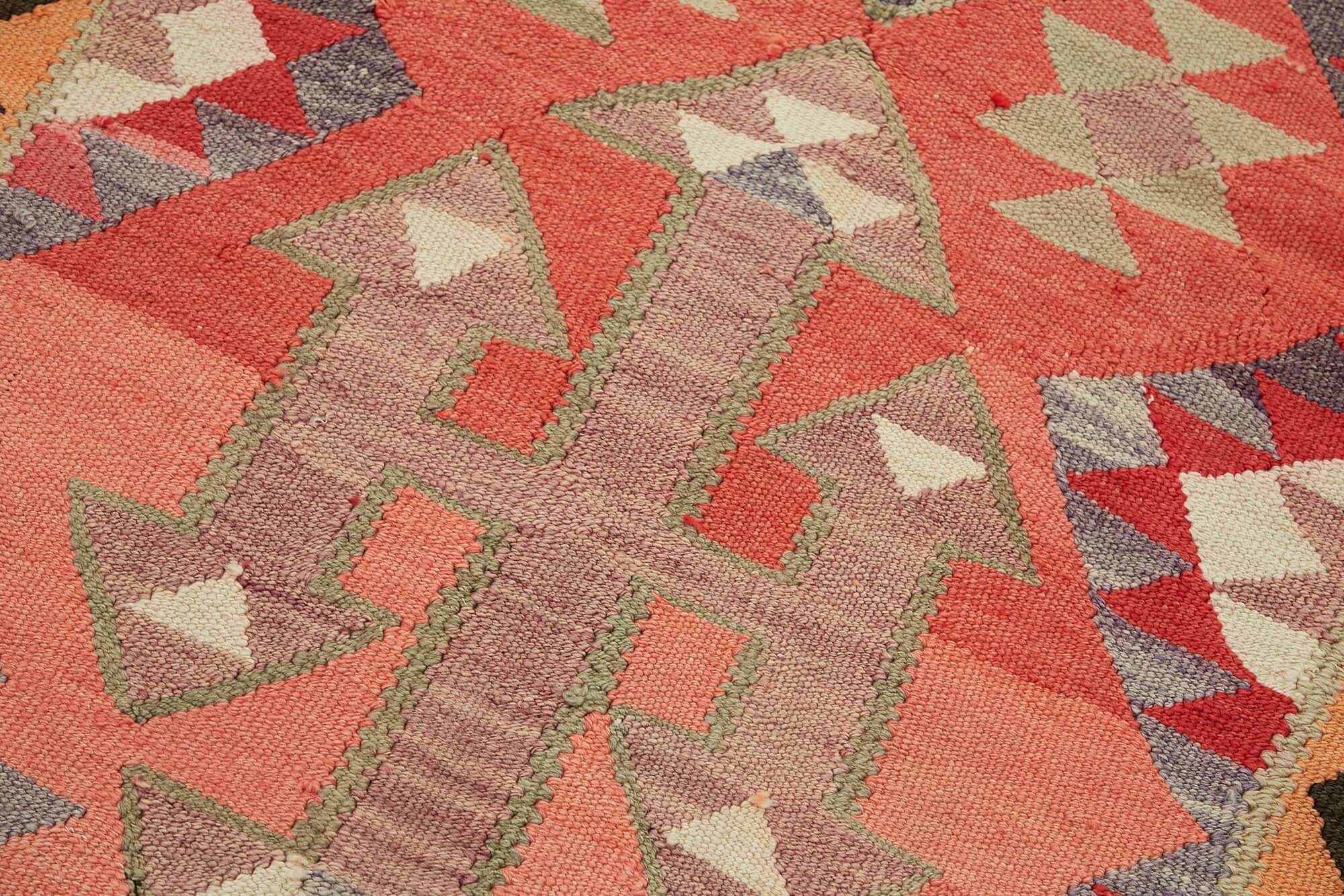 Turkish Handwoven Vintage Herki Kilim 95 cm x 344 cm