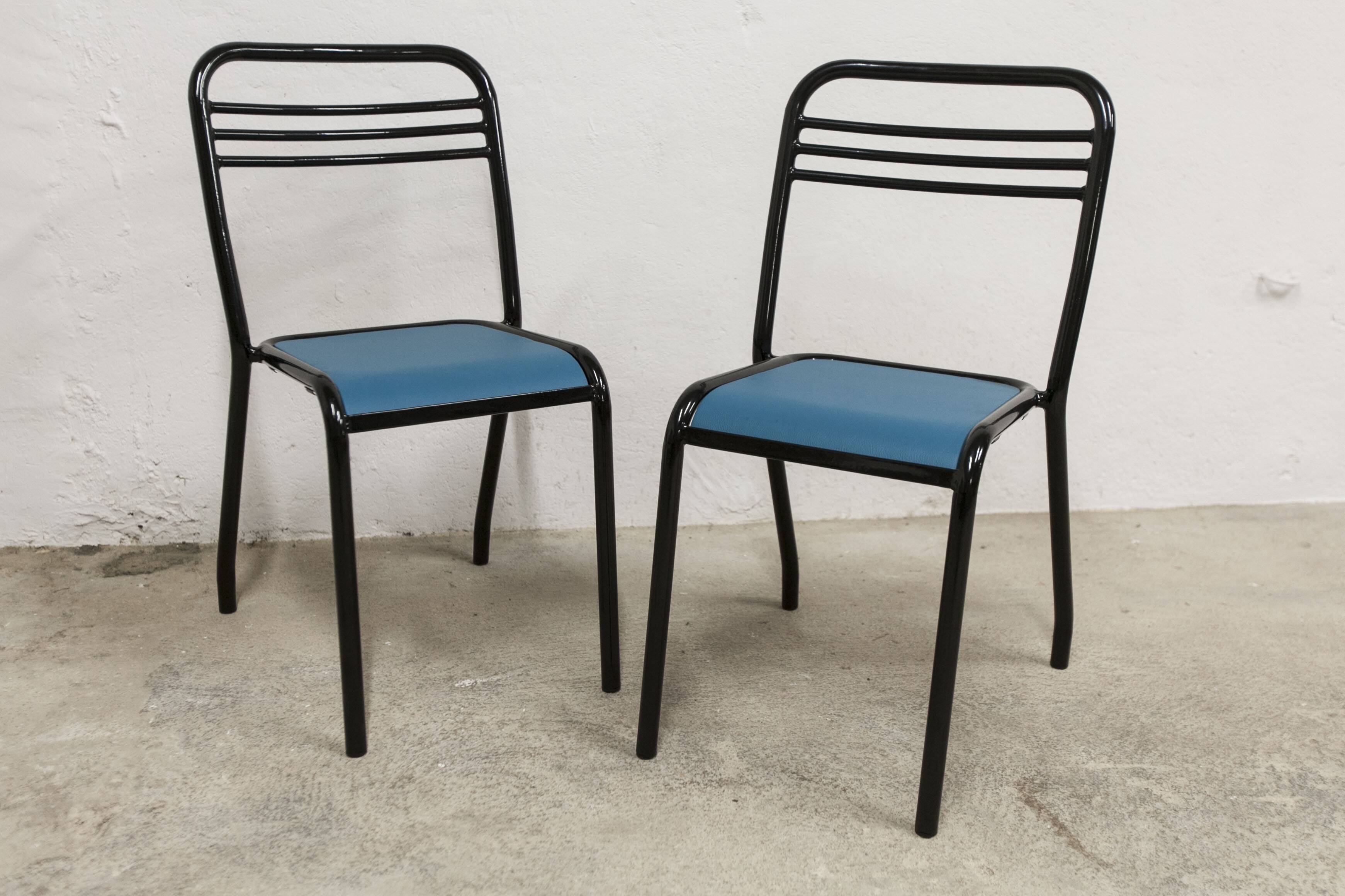 Pair of restored Jean Pauchard Tolix chairs, 1960s