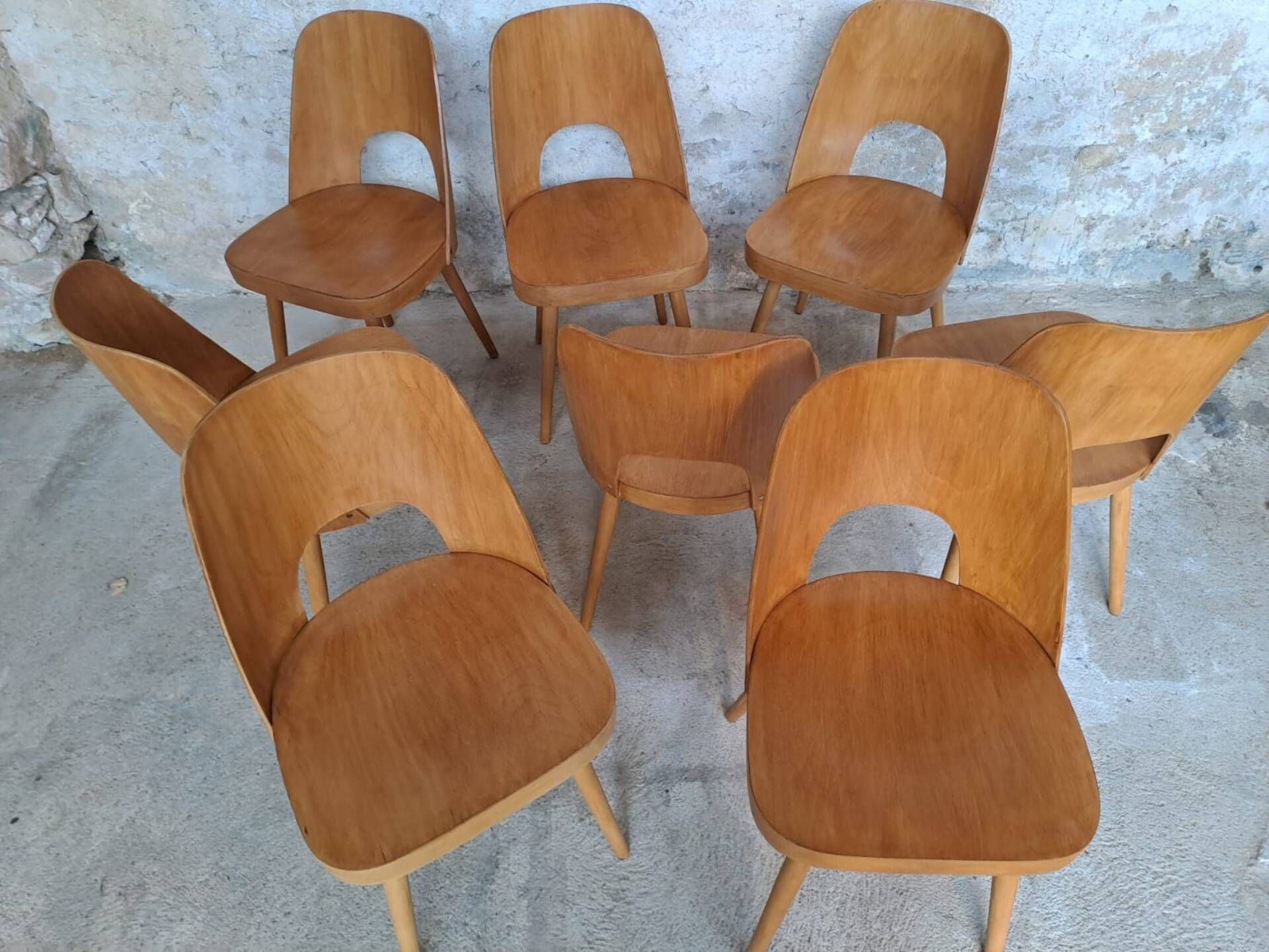 Set of 8 TON515 chairs by Oswald Haerdtl, Czech vintage 1955