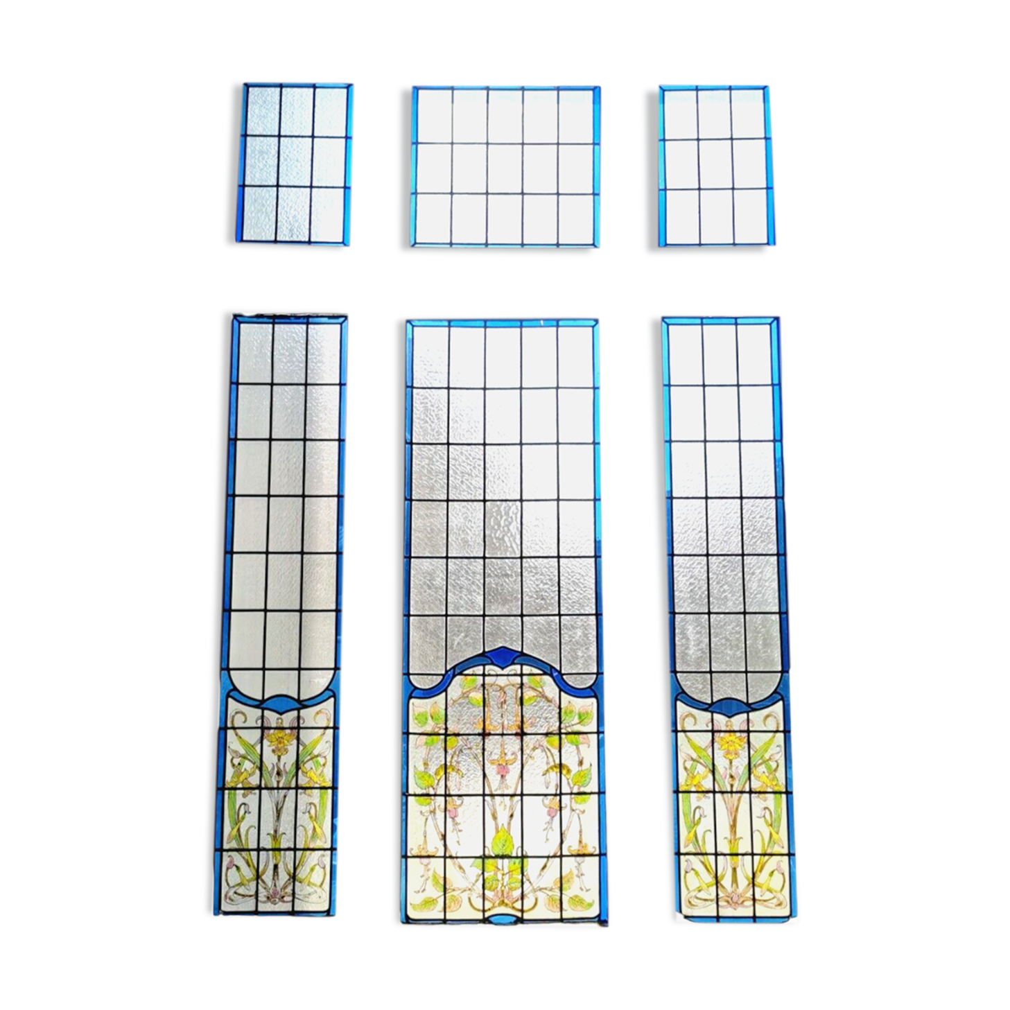 Art Deco stained glass transom window, circa 1900, 20th century