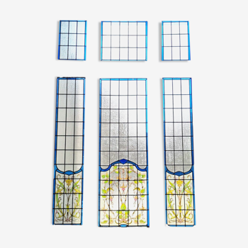 Fenêtre a imposte en vitrail Art Déco vers 1900 XX siècle