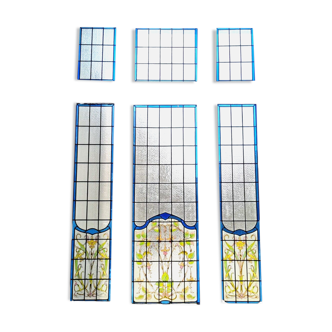 Postom window in stained glass Art Deco around 1900 XX century