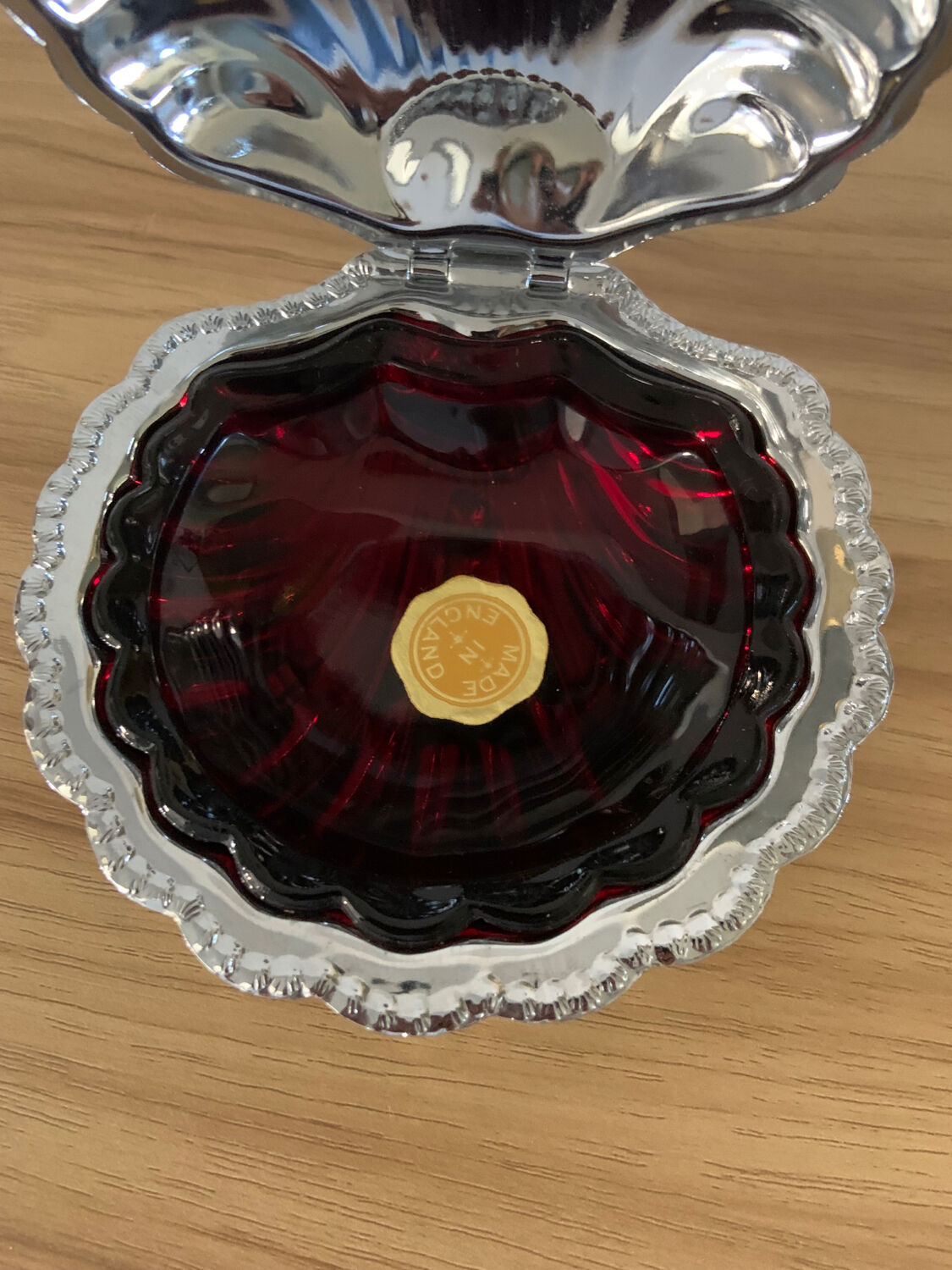 Old chrome shell butter dish