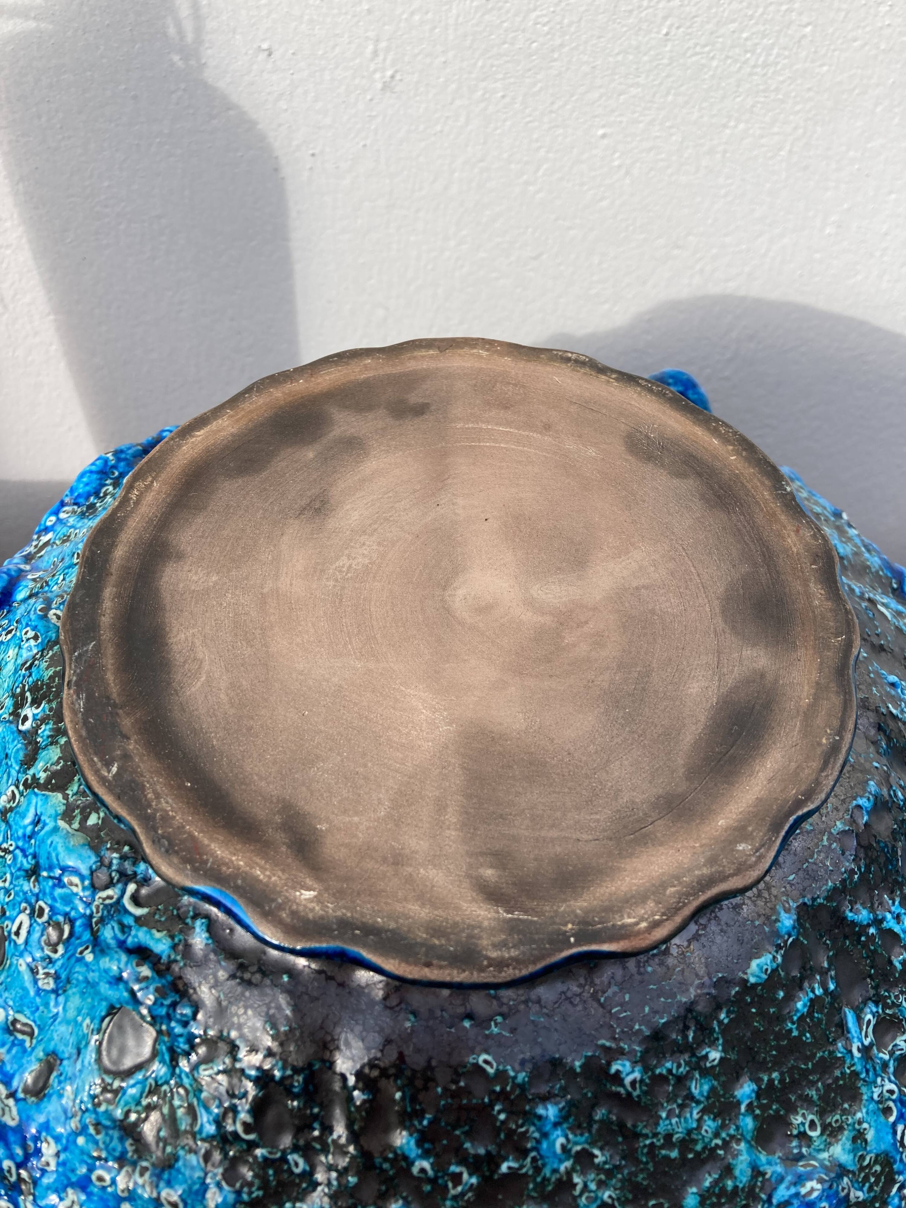 Glacier ennamel tureen vintage turquoise blue 1960 / cyclops varnished earthenware by Charles Cart