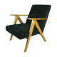 Fauteuil vintage velours verts Var B310 années 1970