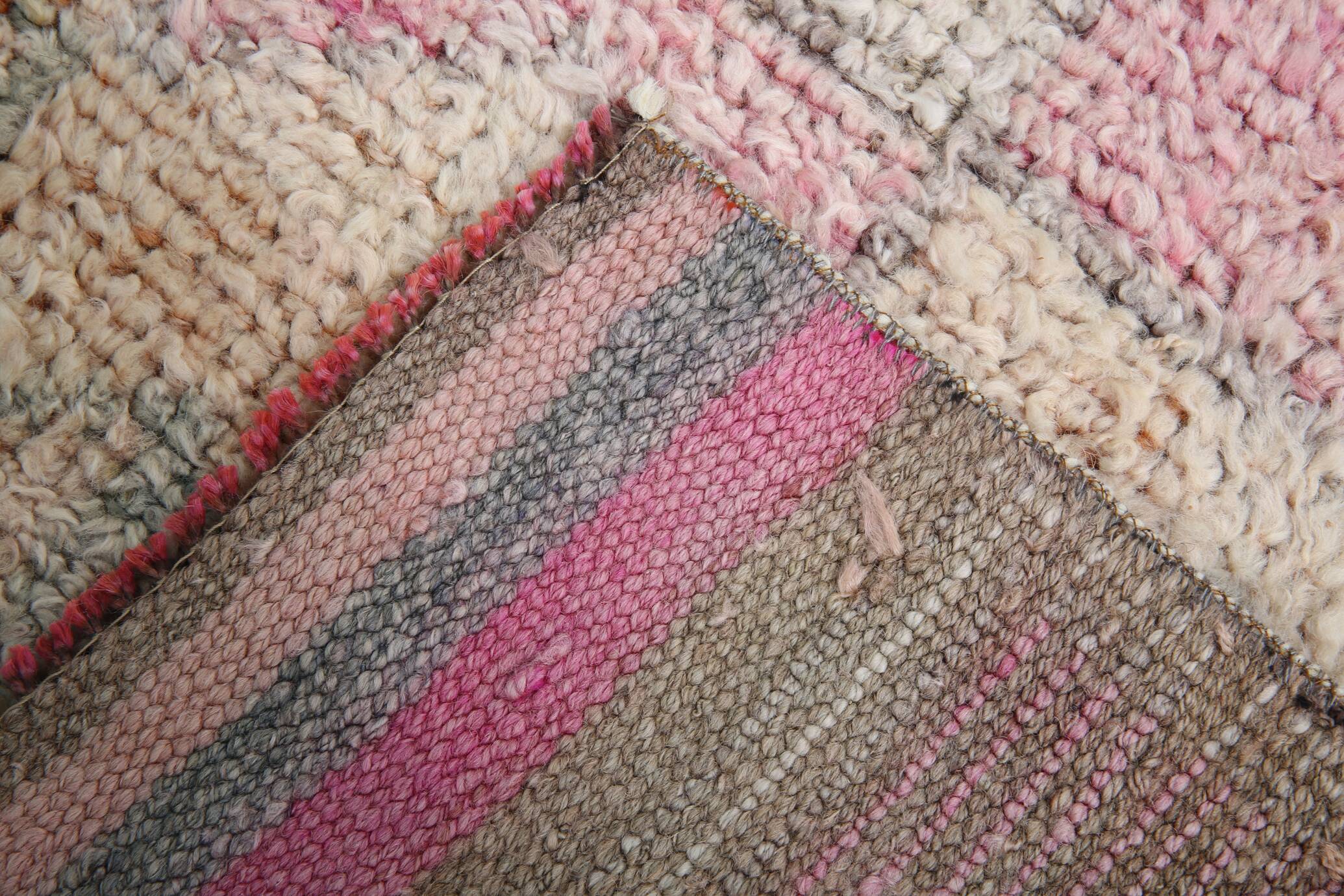 Tapis de couloir Oushak rose pâle