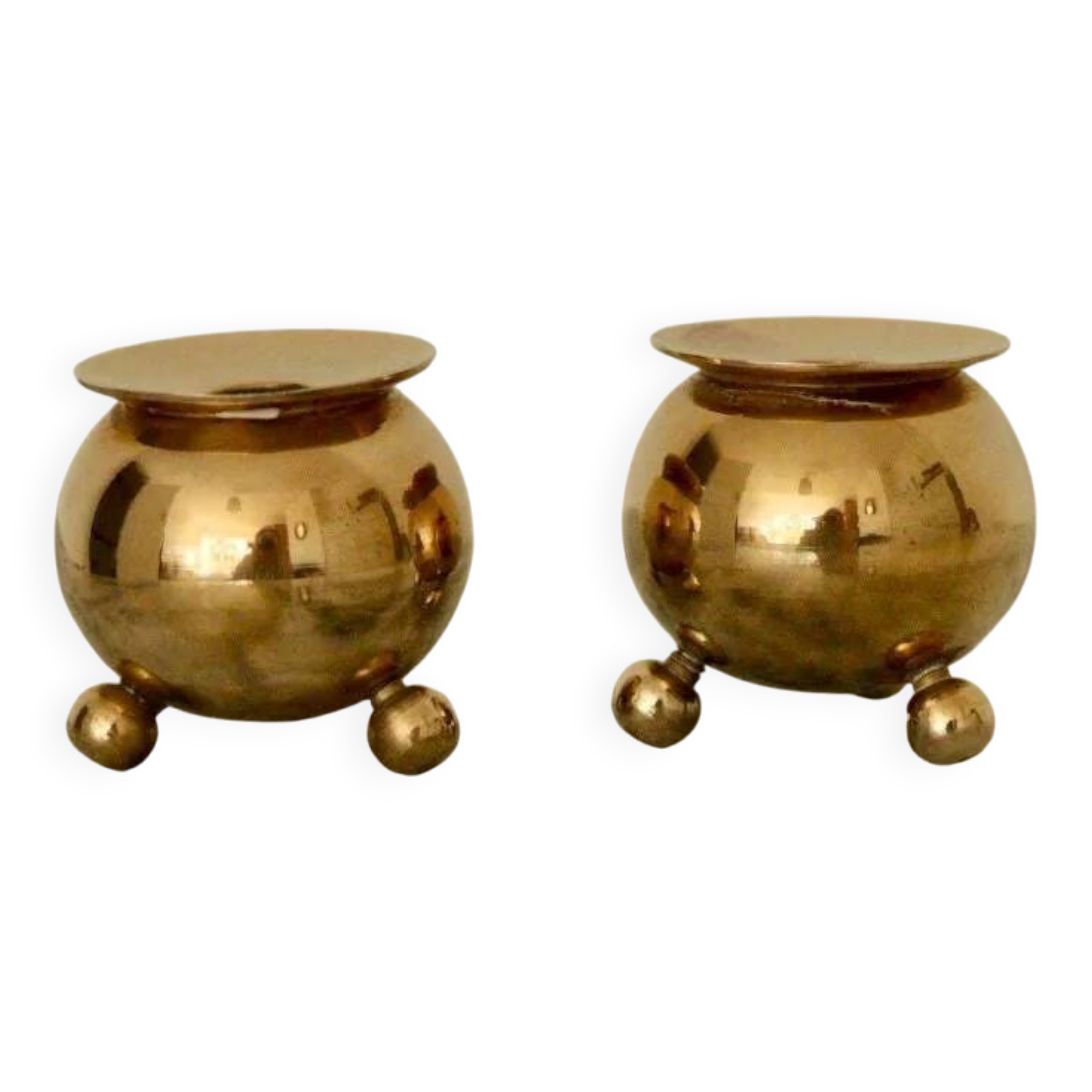 Pair of mid-century Swedish brass candle holders