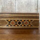 Ancienne Boite À Bijoux En Marqueterie Bois & Nacre Syrie Vintage