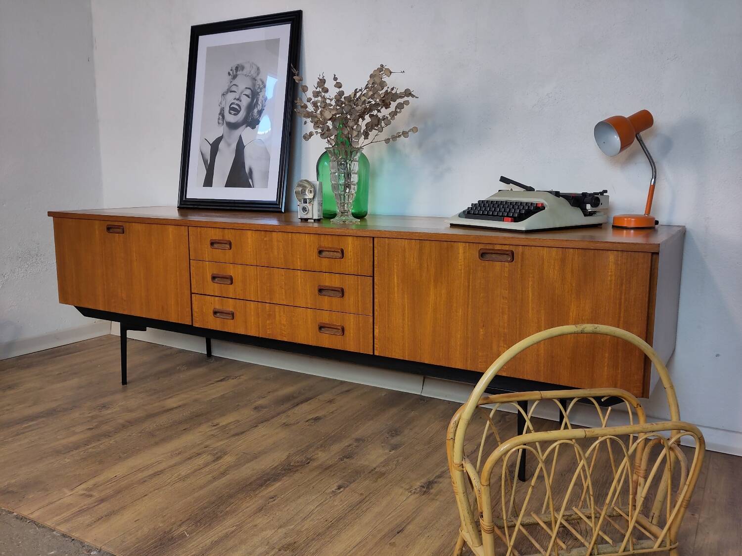 Scandinavian teak and metal sideboard