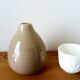 beige vase in finely cracked glazed ceramic