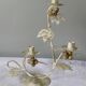 Candlestick for 3 candles, aged whitewashed metal, shabby chic