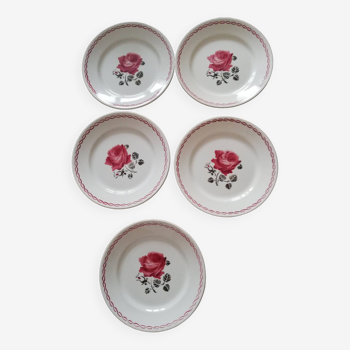 Set of 5 Badonviller dessert plates