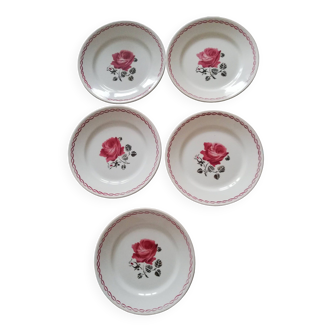 Set of 5 Badonviller dessert plates