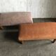 Pair of brown and white solid beech ottomans with contrasting fabrics - 1960s