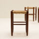 Set of 3 brutalist rush stools, French 70s.