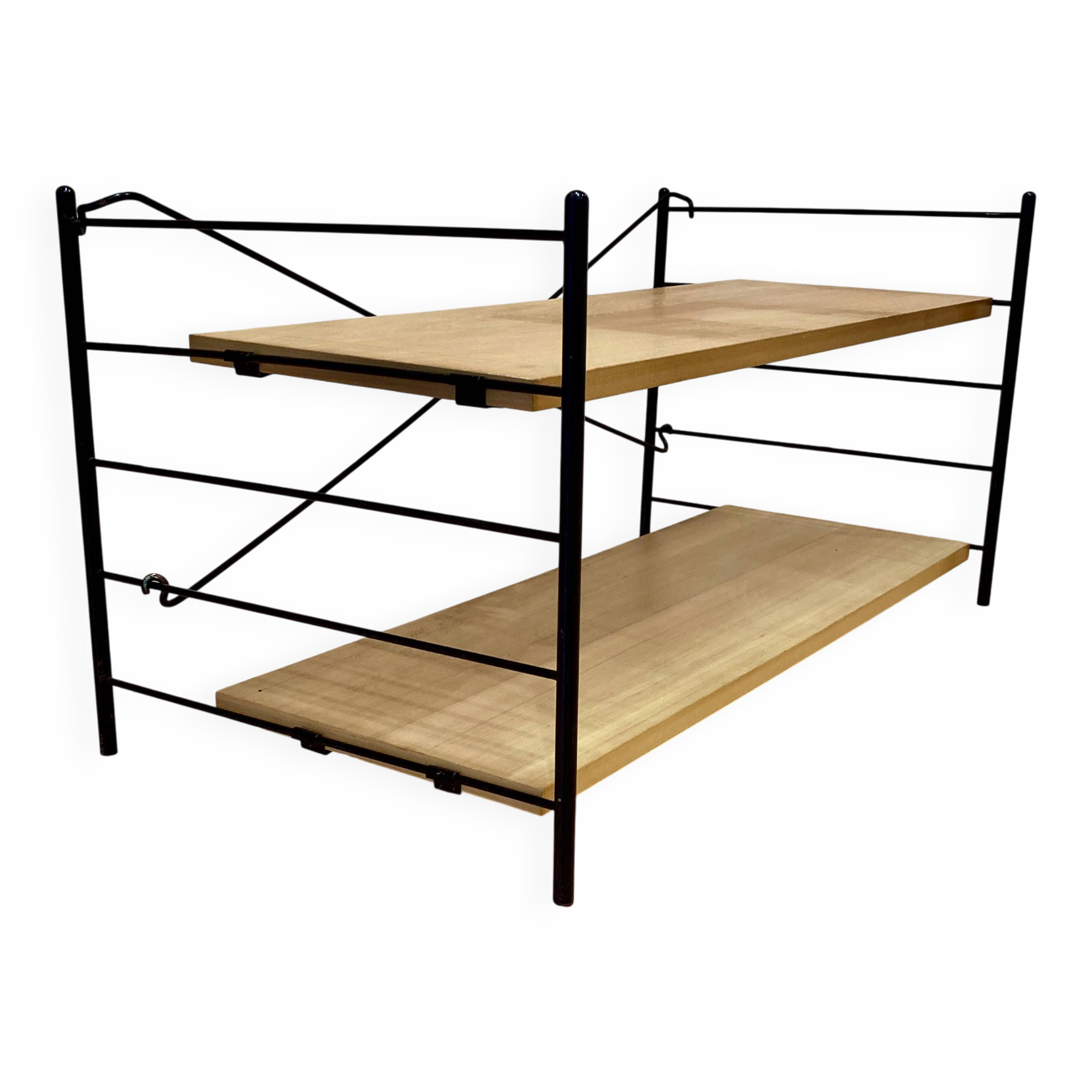 Étagère modulable métal et bois design scandinave 1960.