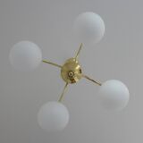 Elegant Gold Vintage Chandelier Mid Century Hollywood Regency Hanging Lamp