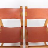 Set of 6 chairs in elm and leather Maison Regain edition