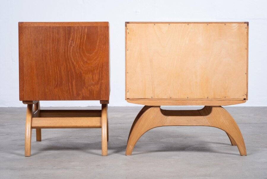 Teak Bedside Tables with Oak Frame, Denmark, 1960s, Set of 2