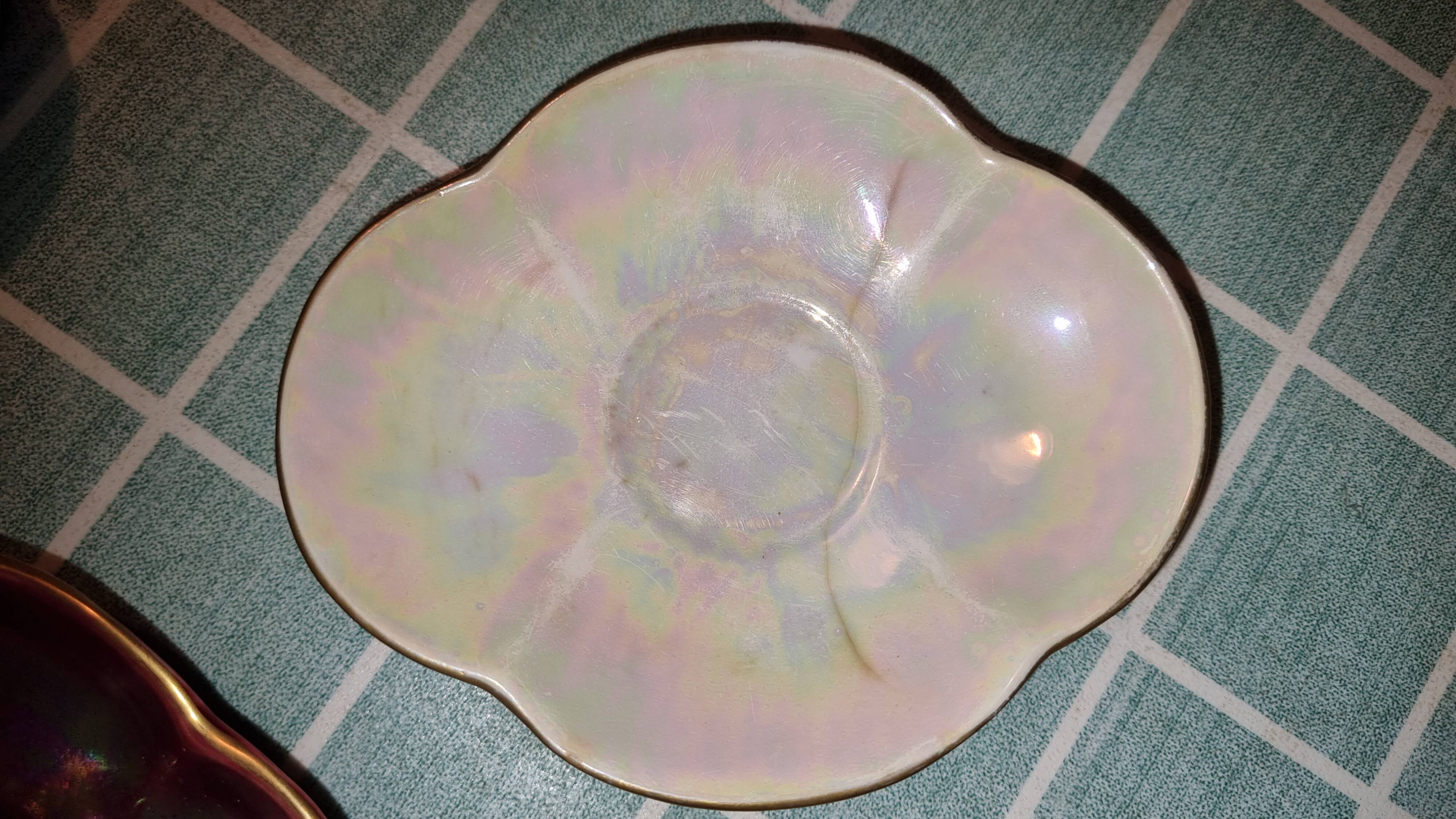 Rare service moka/café 13 cups iridescent porcelain Sarreguemines 19th century