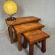 3x brutalist nesting tables – oak