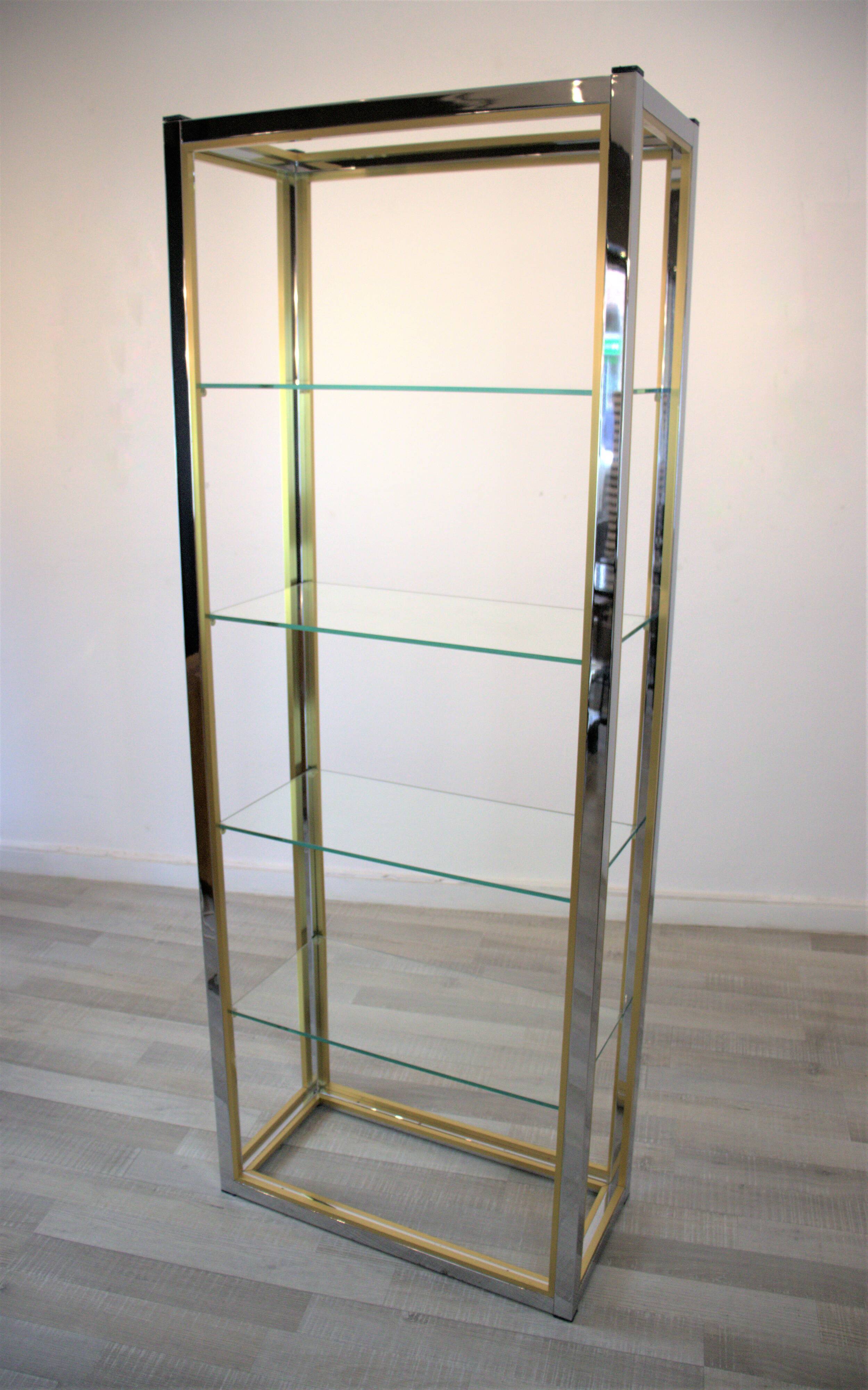 Brass Chrome Design Shelf by Renato Zevi for Romeo Rega