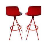 Paire tabourets de bar rouge / Vintage Design Lottus Enea