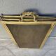Antique 19th-century fireplace screen, French gilded spark guard.