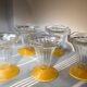 Set of 5 frosted yellow vintage ice cups