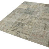 Handmade Oriental Contemporary 170 cm x 240 cm Grey Patchwork Rug
