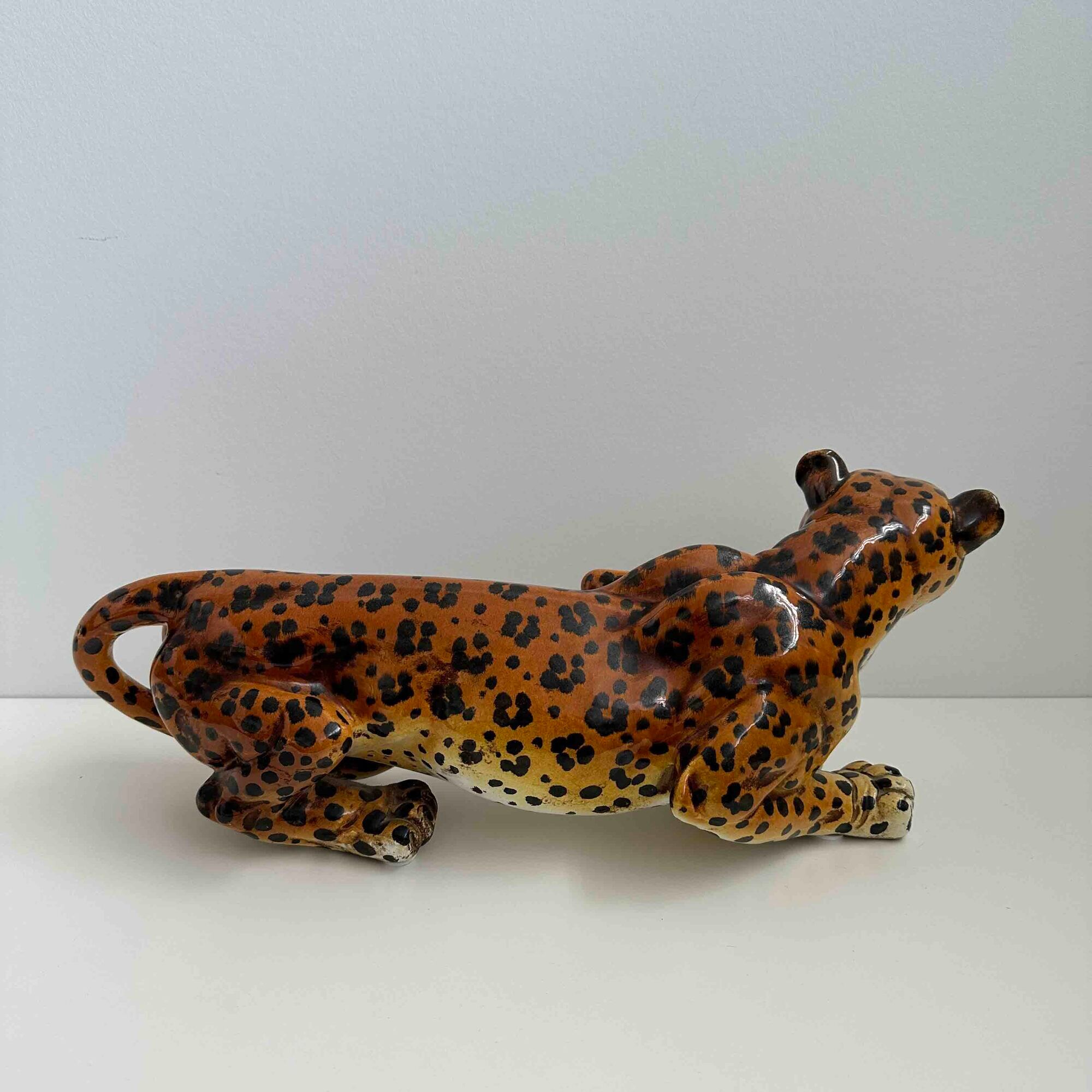 Italian handpainted leopard in ceramic, 1950s