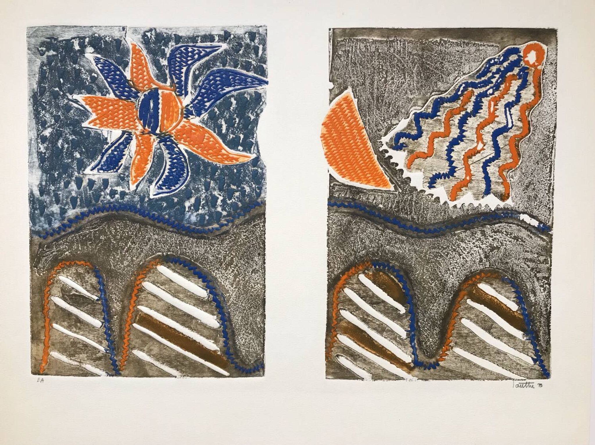 LOUTTRE B, 1926-2012. The bridge. Carborundum engraving.