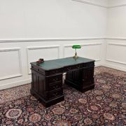 Classic English Desk Green Leather Inlay