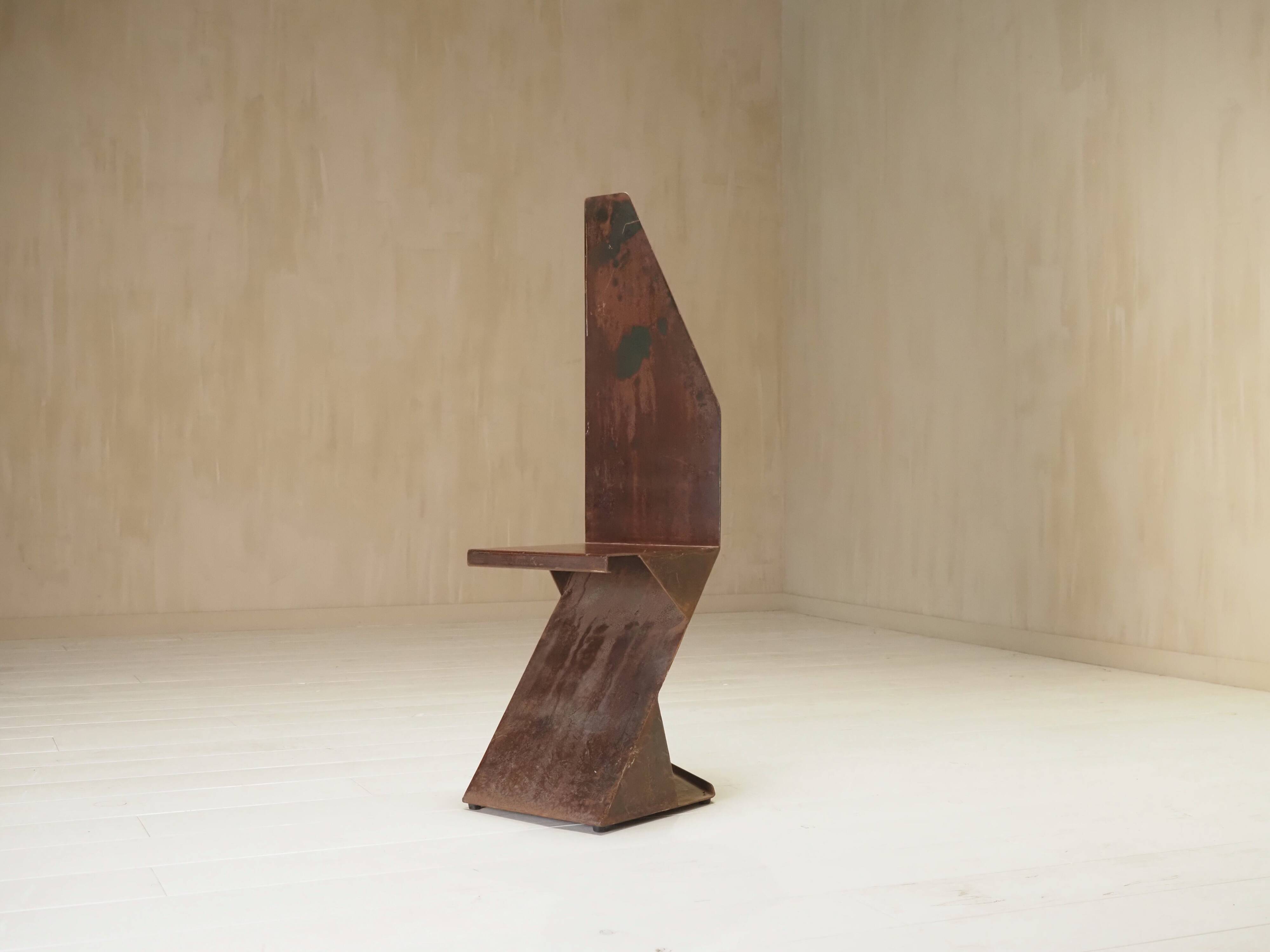 Postmodern sculptural chair in steel, Germany, 1980s