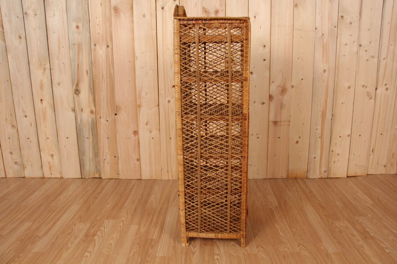 Braided rattan flooring from the 1960s