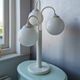 Lampe de table en métal blanc vintage avec 3 boules de lanterne, années 80
