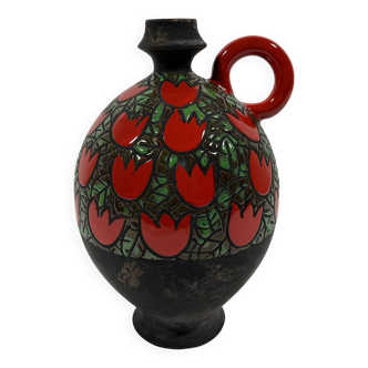 Alvino Bagni pottery vase Tulipani Rossi, Italy