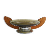 Old Art Deco fruit cut in nickel-plated metal glass and wooden handles. Year 30