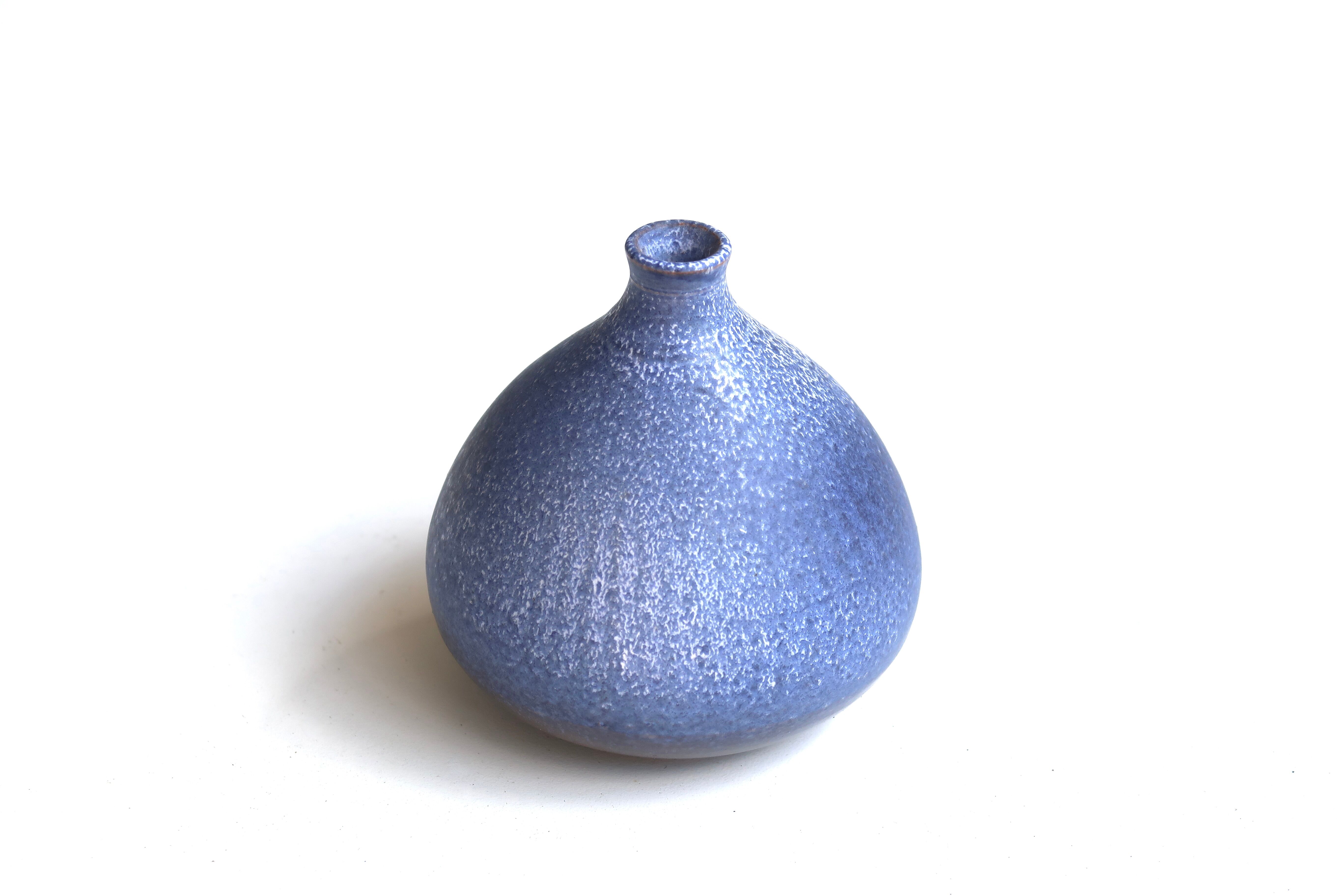 Blue ceramic fig vase by Antonio Lampecco, 70s