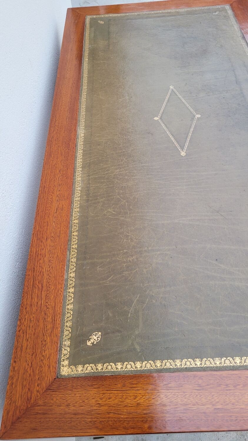 Louis XVI style flat desk in 19th century mahogany