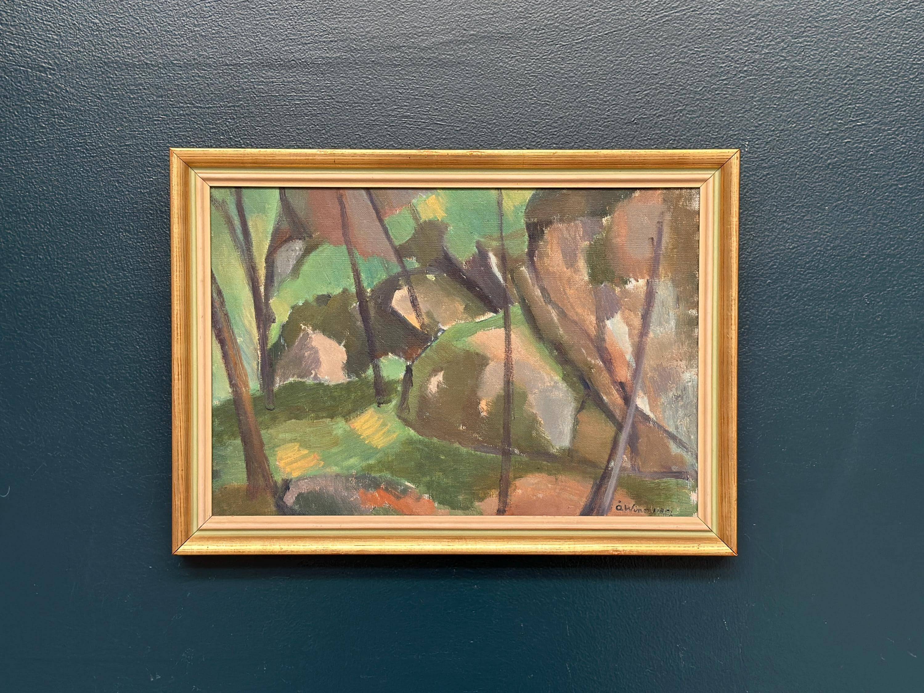 Original Swedish Oil on Canvas – "Jungle" by Åke Winnberg – Signed